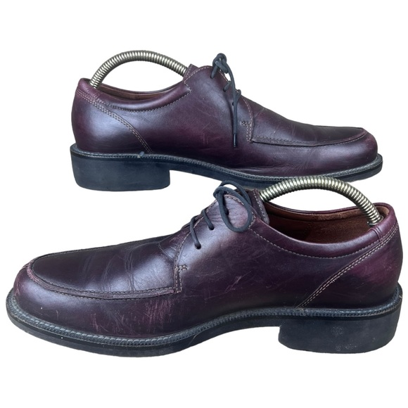 Ecco Maroon Leather Shock Point Lace Up Shoes Dress Shoes Eur 43 US Men’s 9-9.5 - Picture 3 of 10